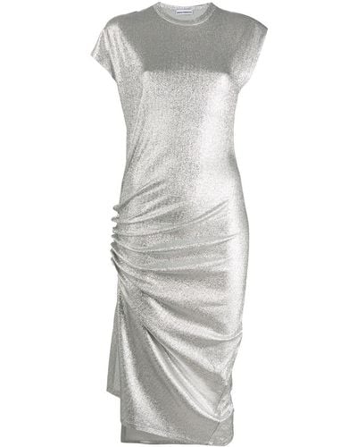 Rabanne Metallic Ruched Side Dress - Gray