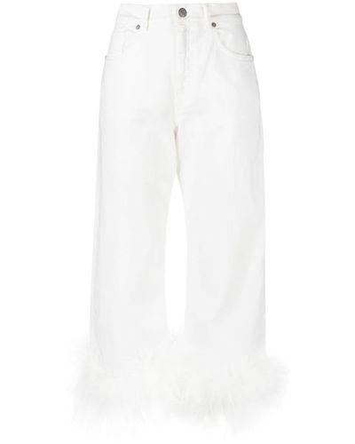 P.A.R.O.S.H. Jeans mit Federnsaum - Weiß