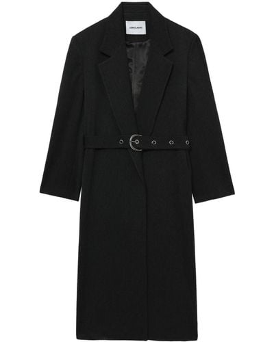 Low Classic Belted Single-breasted Coat - Black