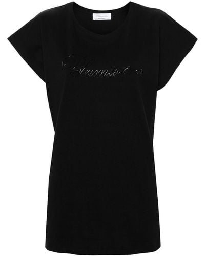 Blumarine Camiseta con logo de strass - Negro