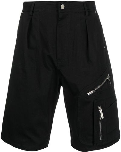 Les Hommes Zip-detail Tailored Shorts - Black