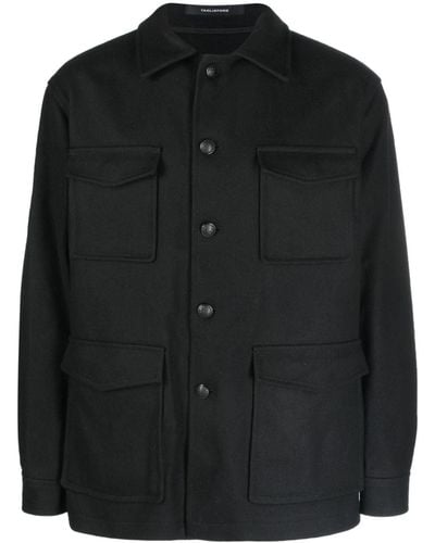 Tagliatore Button-up Knitted Shirt Jacket - Black