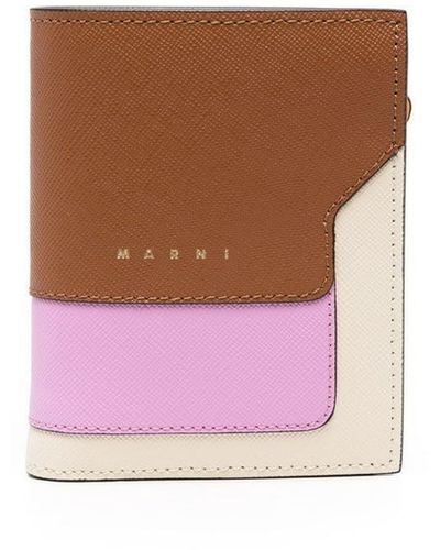 Marni Colour-block Leather Wallet - Brown