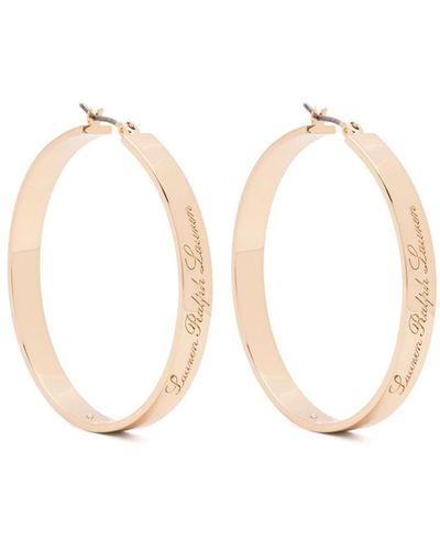 Lauren by Ralph Lauren Pe 45mm Script Hoop Earrings - White