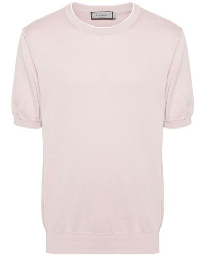 Canali T-shirt en maille fine - Rose
