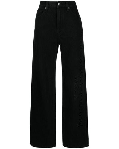 Alexander Wang Ez Embroidered Straight-leg Trousers - Black