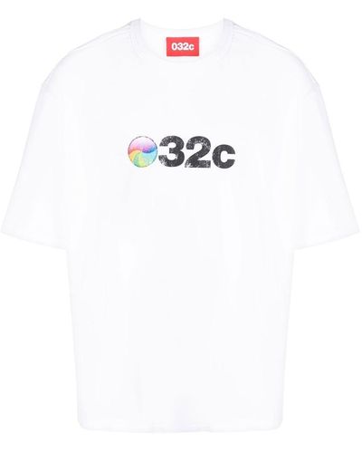 032c T-Shirt aus Bio-Baumwolle mit Print - Weiß