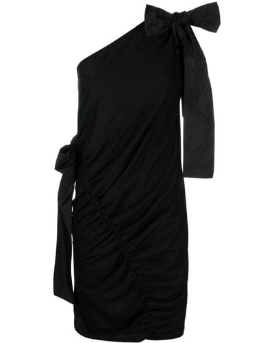 MSGM One-shoulder Bow-detailed Dress - Black