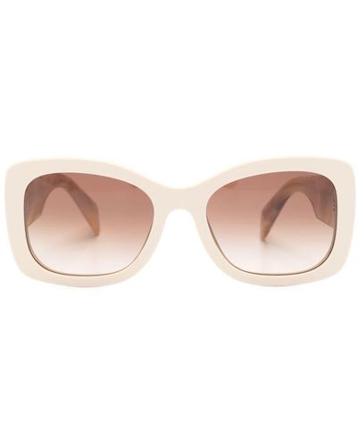 Prada Logo-lettering Square-frame Sunglasses - Pink
