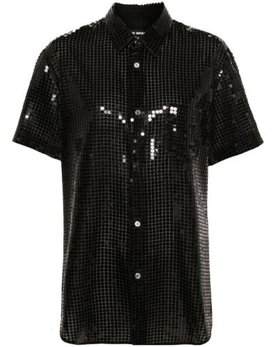 Junya Watanabe Sequin-embellished Short-sleeved Shirt - Black
