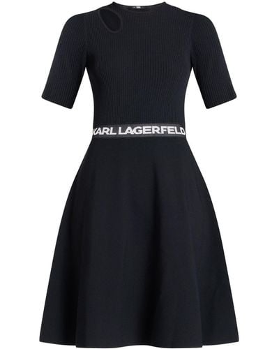 Karl Lagerfeld Robe longue en maille à découpe - Noir