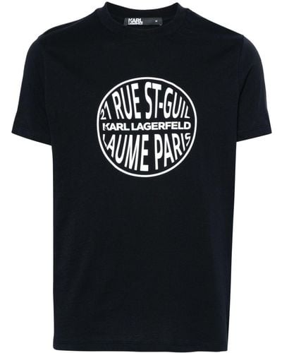 Karl Lagerfeld T-Shirt mit Logo-Streifen - Schwarz