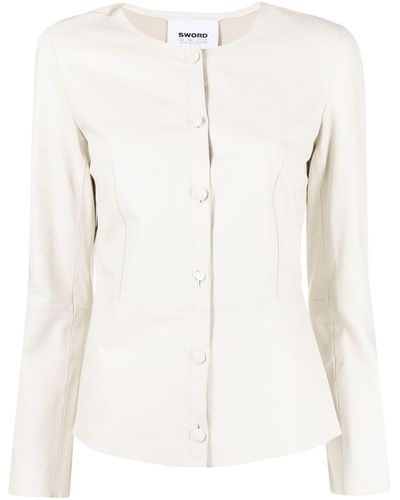 S.w.o.r.d 6.6.44 Perla Button-fastening Leather Jacket - White
