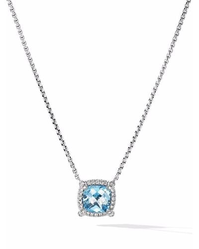 David Yurman Sterling Silver Petite Chatelaine Topaz And Diamond Necklace - Metallic