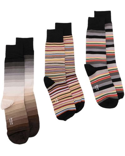 Paul Smith Patterned-intarsia Socks (pack Of Three) - Black