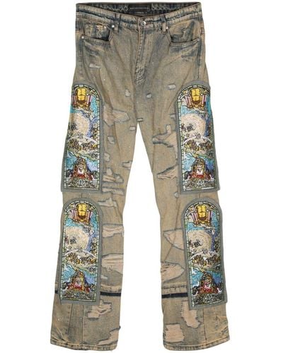 Who Decides War Unfurled Distressed-finish Jeans - Blue