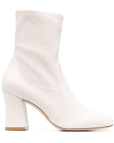 Stuart Weitzman 90mm Leather Ankle Boots - White