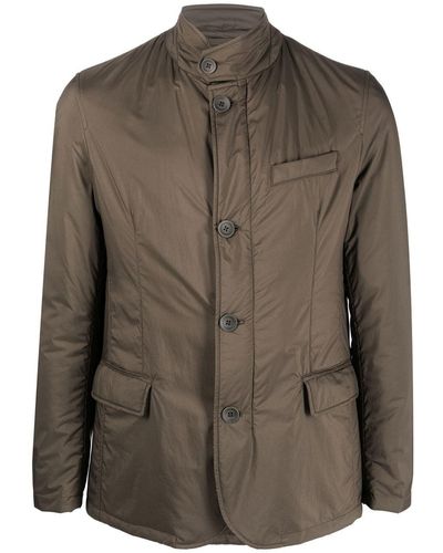 Herno Buttoned-up Padded Jacket - Brown