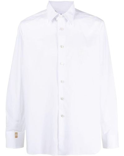 Billionaire Embroidered-logo Slim-cut Shirt - White