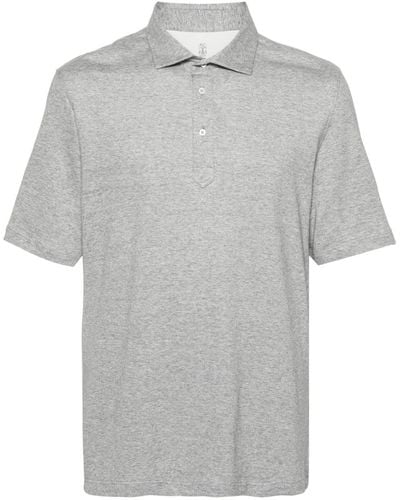 Brunello Cucinelli Mélange-effect Polo Shirt - Grey