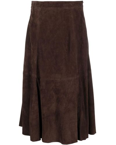 Polo Ralph Lauren Lambskin High-waisted Skirt - Brown