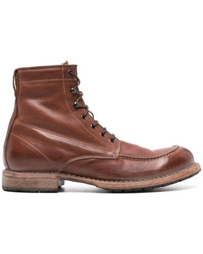 Moma Tronchetto Lace-up Leather Boots - Brown