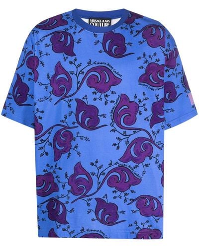 Versace Baroque-print Short-sleeve T-shirt - Blue