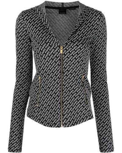 Pinko Logo-print V-neck Hooded Jacket - Black