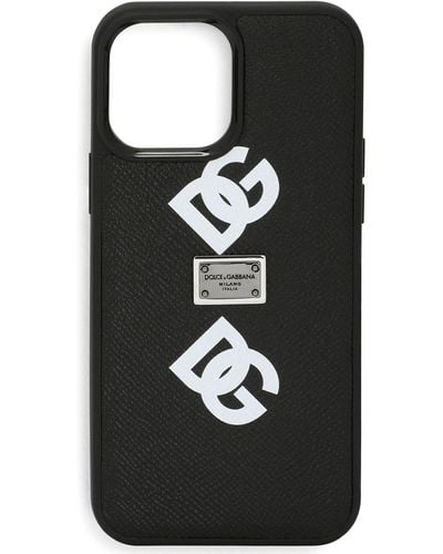 Dolce & Gabbana Leather Logo Iphone 13 Pro Max Case - Black