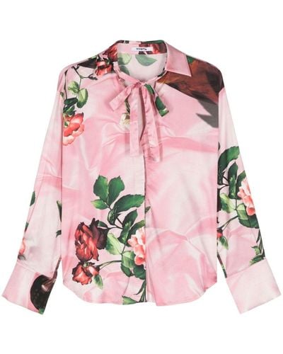 Vivetta Floral-print Satin Shirt - Pink
