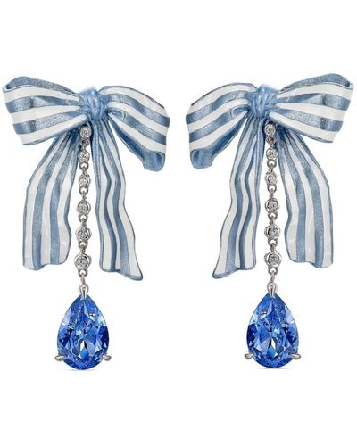 Anabela Chan 18kt Gold Vermeil Gingham Sapphire And Diamond Earrings - Blue