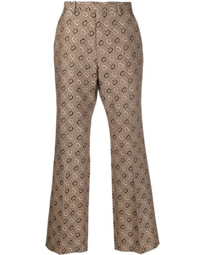 Gucci Pantalones rectos de talle medio - Marrón
