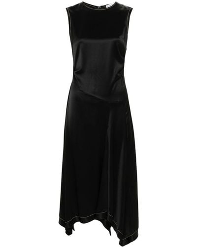 Acne Studios Pleat-detail Satin Maxi Dress - Black