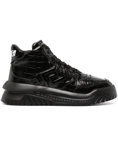 Versace Greca Odissea Leather High-top Sneakers - Black