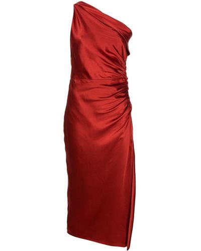 Michelle Mason Robe froncée en soie - Rouge