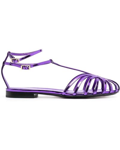 ALEVI Elena Almond-toe Caged Sandals - Purple