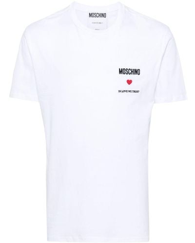 Moschino T-Shirt mit Logo-Stickerei - Weiß
