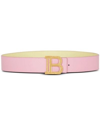 Balmain B-belt Reversible Leather Belt - Pink