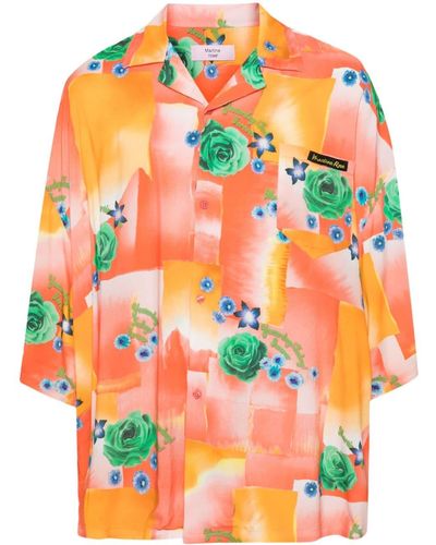 Martine Rose Hemd mit Blumen-Print - Orange