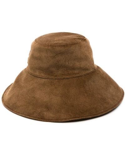 Miu Miu Sombrero de pescador de pana con logo - Marrón