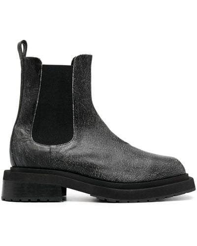Eckhaus Latta Mike Cracked-effect Leather Boots - Black