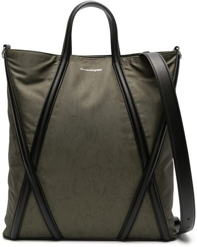 Alexander McQueen Panelled-leather Gabardine Bag - Black