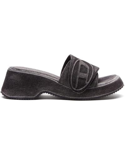 DIESEL Sa-oval D Pf W Denim Sandals - Black