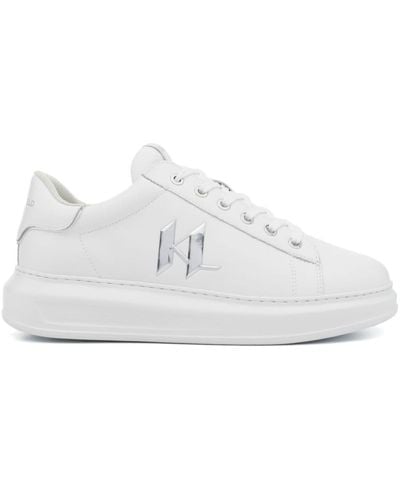 Karl Lagerfeld Logo-patch Leather Sneakers - White