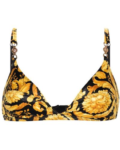 Versace Barocco-print Medusa-motif Bra - Metallic