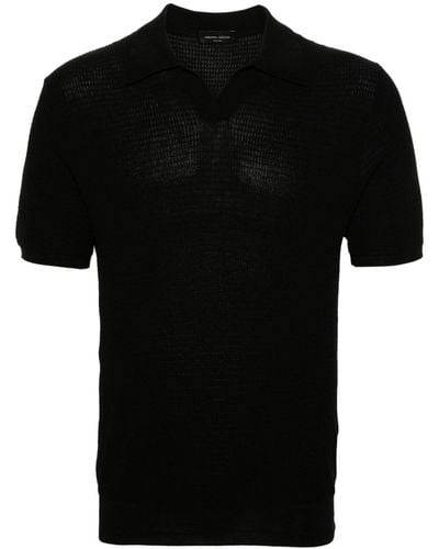 Roberto Collina Poloshirt Met Textuur - Zwart