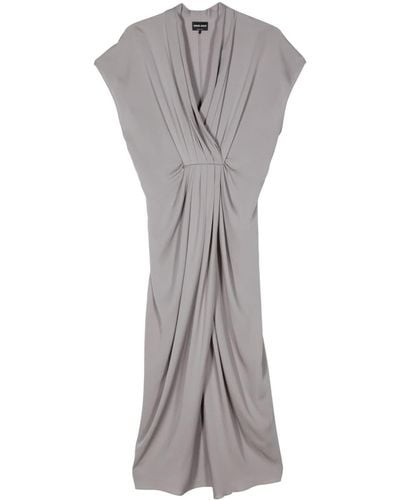 Giorgio Armani Pleat-detail Dress - Gray