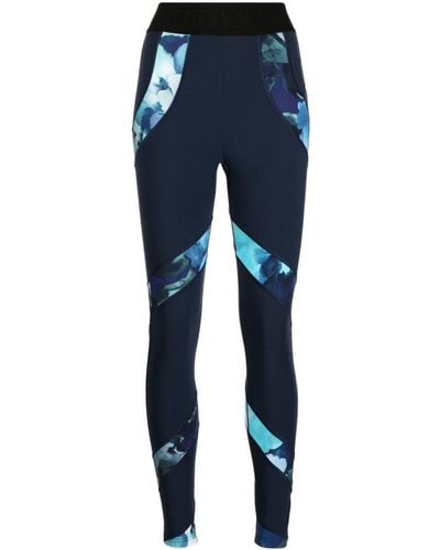 Marchesa Abstract-print High-waisted leggings - Blue