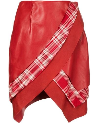 RTA Layered Leather Mini Skirt