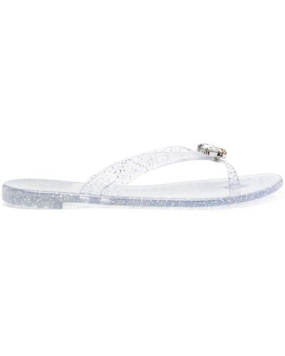 Casadei Tongs Jelly Jeweled à paillettes - Blanc